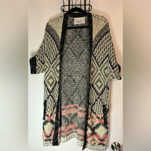 Carol Anderson by Invitation Knit‎ Short Sleeve Cardigan Cream Coral Small